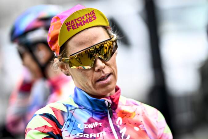 Tiffany Cromwell lors de la course "Denain-Roubaix" en 2023