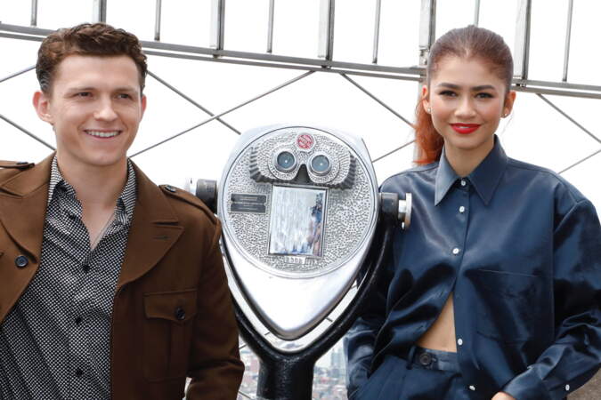 2019 : Tom Holland et Zendaya pour la promotion de Spiderman: Far From Home à l'Empire State Building, New York