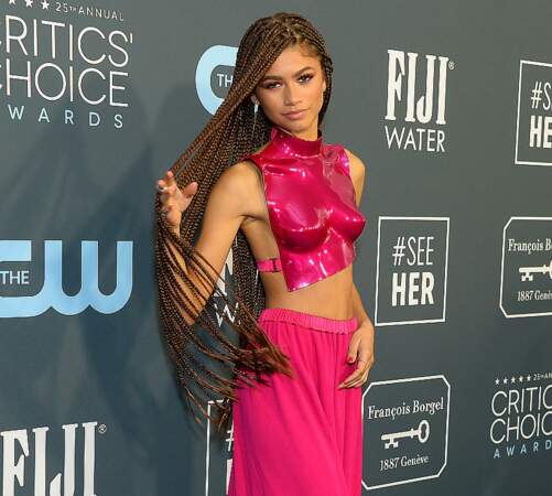 Lors de la 25ème édition de la soirée des Critics Choice Awards au Barker Hangar à Santa Monica, Zendaya dévoile un look mémorable. 